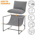 Siège de salon rembourré, cadre métallique ergonomique, coussin et dossier moelleux, pour salon, chambre à coucher