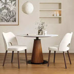 Wooden Dining Chairs Set of 2, Modern Fabric Upholstered Dining Room Chairs, Hollow Back Kitchen Chairs with Adjustable Foot Pads