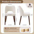 Lot de 2 chaises de salle à manger en bois, chaises de salle à manger modernes rembourrées en tissu, chaises de cuisine à dossier creux avec patins réglables