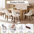 Lot de 2 chaises de salle à manger en bois, chaises de salle à manger modernes rembourrées en tissu, chaises de cuisine à dossier creux avec patins réglables