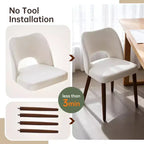 Lot de 2 chaises de salle à manger en bois, chaises de salle à manger modernes rembourrées en tissu, chaises de cuisine à dossier creux avec patins réglables