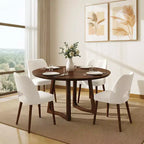 Lot de 2 chaises de salle à manger en bois, chaises de salle à manger modernes rembourrées en tissu, chaises de cuisine à dossier creux avec patins réglables