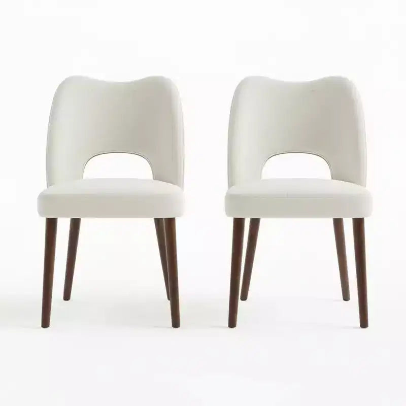Lot de 2 chaises de salle à manger en bois, chaises de salle à manger modernes rembourrées en tissu, chaises de cuisine à dossier creux avec patins réglables