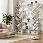 Étagère moderne triple à 6 niveaux 24 étagères ouvertes, grande bibliothèque industrielle en bois Meuble de rangement pour salon, maison, bureau