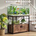 Meuble aquarium robuste pour cuves de 150-190 litres – Armoire métal et bois, supporte 300 kg, rangement pour accessoires de poisson, organisateur élégant pour la maison