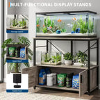 Meuble aquarium robuste pour cuves de 150-190 litres – Armoire métal et bois, supporte 300 kg, rangement pour accessoires de poisson, organisateur élégant pour la maison