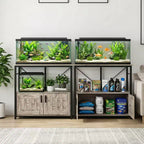 Meuble aquarium robuste pour cuves de 150-190 litres – Armoire métal et bois, supporte 300 kg, rangement pour accessoires de poisson, organisateur élégant pour la maison