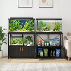Meuble aquarium robuste pour cuves de 150-190 litres – Armoire métal et bois, supporte 300 kg, rangement pour accessoires de poisson, organisateur élégant pour la maison