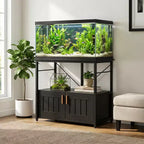 Heavy Duty Aquarium Stand for 40-50 Gallon Tank  Metal & Wood Cabinet, Holds 660lbs, Storage for Fish Accessories, Stylish Organizer for Home