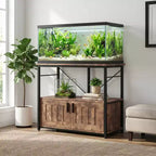 Meuble aquarium robuste pour cuves de 150-190 litres – Armoire métal et bois, supporte 300 kg, rangement pour accessoires de poisson, organisateur élégant pour la maison