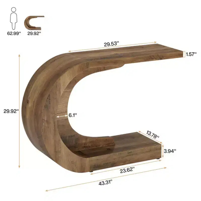 Console en bois contemporaine en forme de C GDFStudio Marne