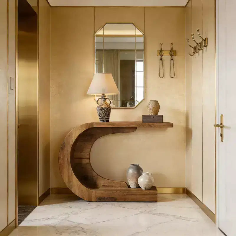 Console en bois contemporaine en forme de C GDFStudio Marne