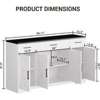 Buffet de ferme avec rangement – Grand buffet de cuisine de 140 cm avec 3 tiroirs, meuble bar à café en bois pour salle à manger et salon