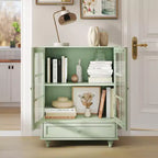 Meuble Buffet Minimaliste FurnitureR avec Portes en Verre et Tiroir, Armoire de Rangement de Style Ferme pour Salle à Manger, Cuisine, Salon, Couloir et Entrée