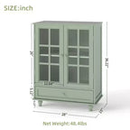Meuble Buffet Minimaliste FurnitureR avec Portes en Verre et Tiroir, Armoire de Rangement de Style Ferme pour Salle à Manger, Cuisine, Salon, Couloir et Entrée