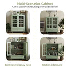 Meuble Buffet Minimaliste FurnitureR avec Portes en Verre et Tiroir, Armoire de Rangement de Style Ferme pour Salle à Manger, Cuisine, Salon, Couloir et Entrée