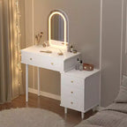 Coiffeuse de Maquillage avec Lumières et Miroir, Table de Maquillage Moderne avec 2 Tiroirs et Armoire à 3 Tiroirs
