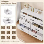 Commode 7 tiroirs pour chambre à coucher - Organisateur moderne en bois avec poignées métalliques pour salon, placard, entrée