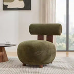 Christopher Knight Home Chariya, fauteuil d'appoint sculptural moderne en velours et bois d'hévéa, avec dossier cylindrique