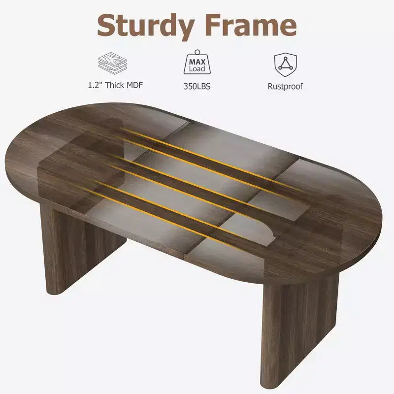 Grande table à manger ovale pour 6-8 personnes, table de cuisine de style ferme avec base en bois épaisse et robuste, table de salle à manger pour cuisine, salon, bureau