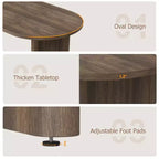Grande table à manger ovale pour 6-8 personnes, table de cuisine de style ferme avec base en bois épaisse et robuste, table de salle à manger pour cuisine, salon, bureau