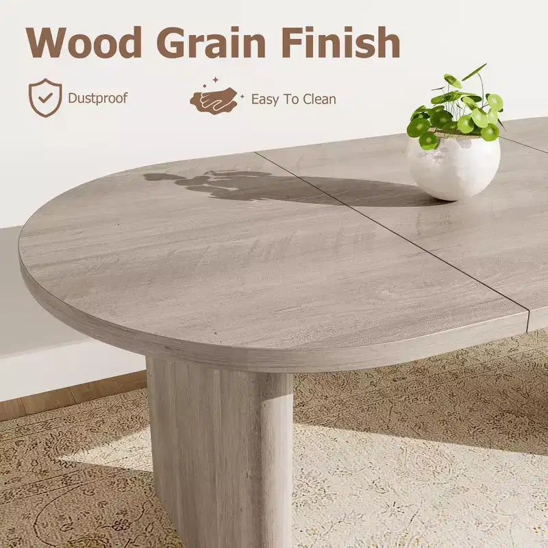 Grande table à manger ovale pour 6-8 personnes, table de cuisine de style ferme avec base en bois épaisse et robuste, table de salle à manger pour cuisine, salon, bureau