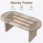 Grande table à manger ovale pour 6-8 personnes, table de cuisine de style ferme avec base en bois épaisse et robuste, table de salle à manger pour cuisine, salon, bureau