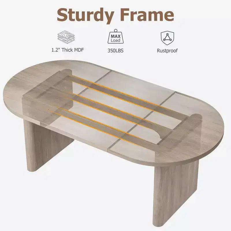 Grande table à manger ovale pour 6-8 personnes, table de cuisine de style ferme avec base en bois épaisse et robuste, table de salle à manger pour cuisine, salon, bureau