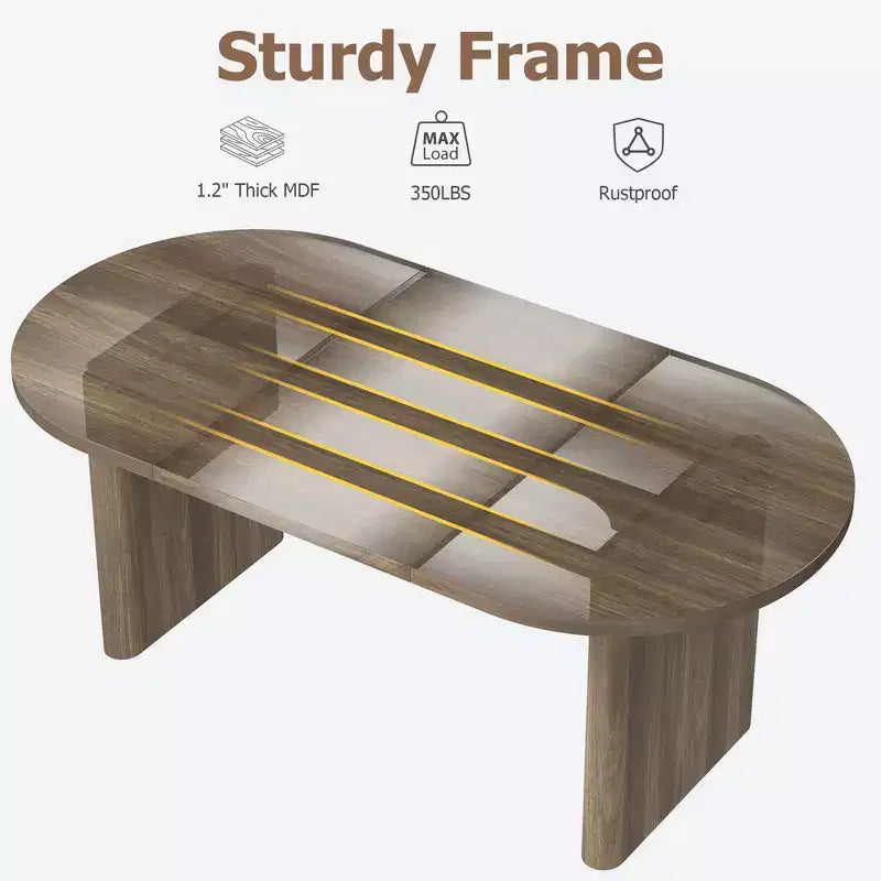 Grande table à manger ovale pour 6-8 personnes, table de cuisine de style ferme avec base en bois épaisse et robuste, table de salle à manger pour cuisine, salon, bureau