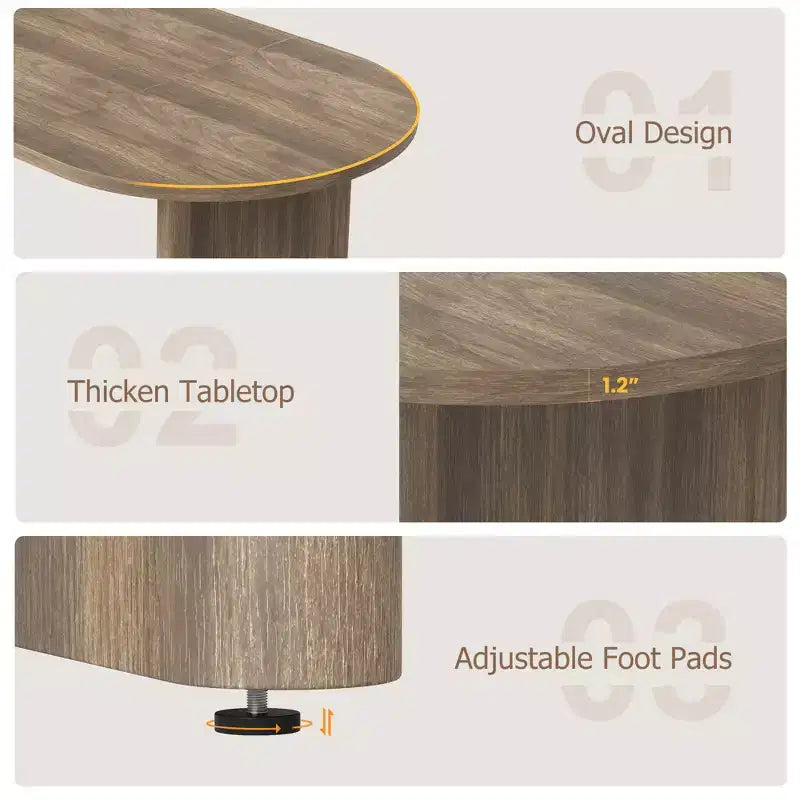 Grande table à manger ovale pour 6-8 personnes, table de cuisine de style ferme avec base en bois épaisse et robuste, table de salle à manger pour cuisine, salon, bureau