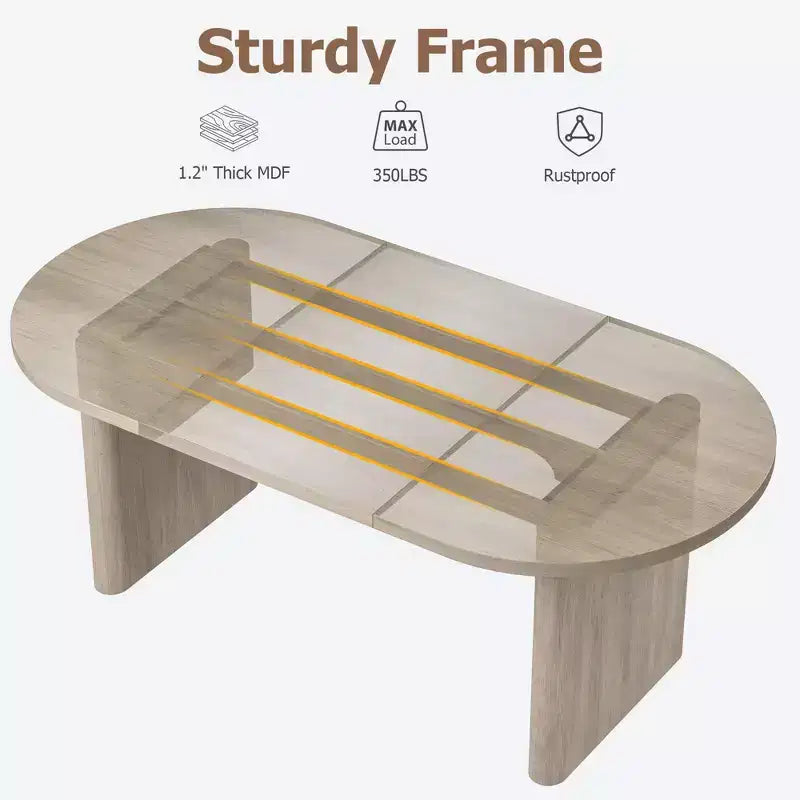 Grande table à manger ovale pour 6-8 personnes, table de cuisine de style ferme avec base en bois épaisse et robuste, table de salle à manger pour cuisine, salon, bureau