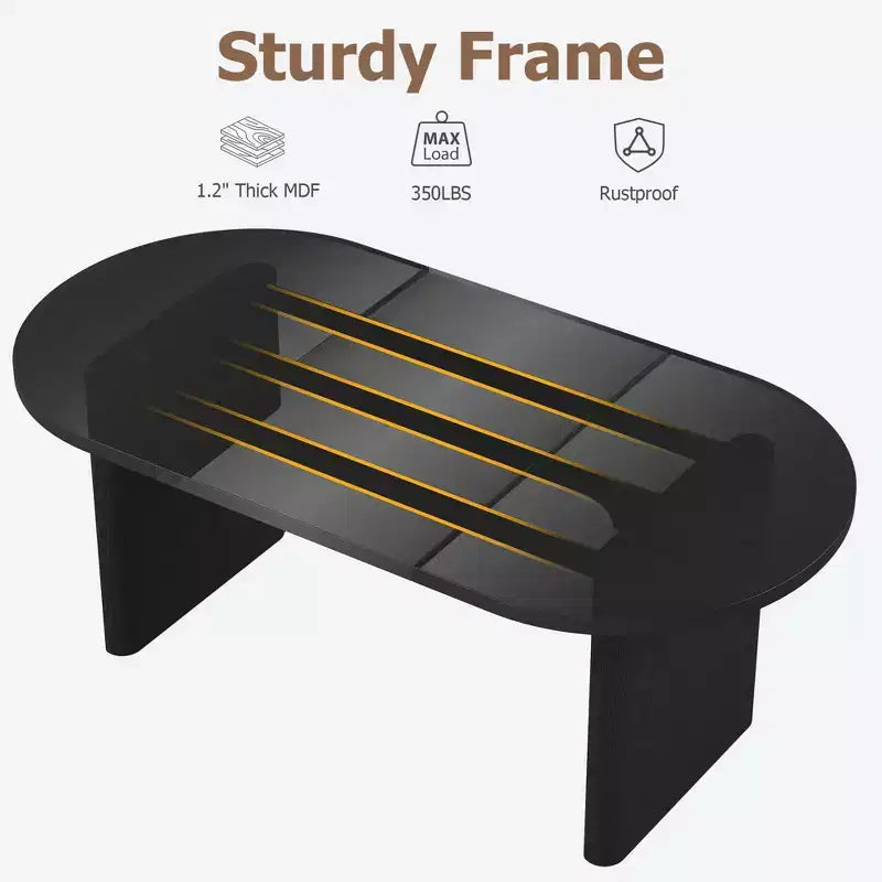 Grande table à manger ovale pour 6-8 personnes, table de cuisine de style ferme avec base en bois épaisse et robuste, table de salle à manger pour cuisine, salon, bureau