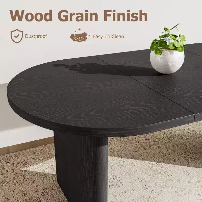 Grande table à manger ovale pour 6-8 personnes, table de cuisine de style ferme avec base en bois épaisse et robuste, table de salle à manger pour cuisine, salon, bureau