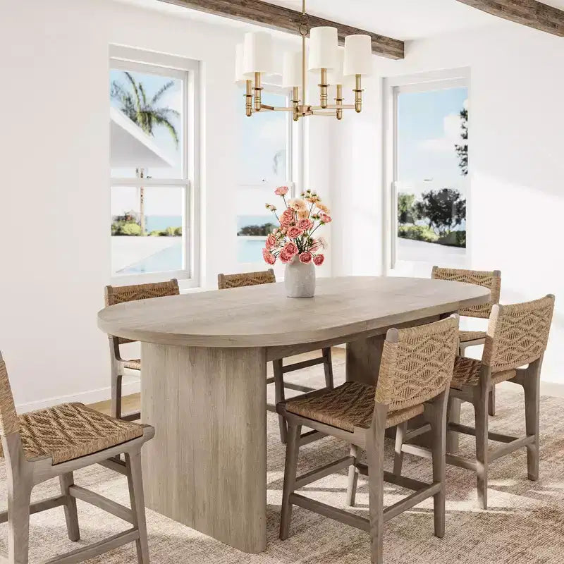Grande table à manger ovale pour 6-8 personnes, table de cuisine de style ferme avec base en bois épaisse et robuste, table de salle à manger pour cuisine, salon, bureau