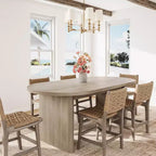 Grande table à manger ovale pour 6-8 personnes, table de cuisine de style ferme avec base en bois épaisse et robuste, table de salle à manger pour cuisine, salon, bureau