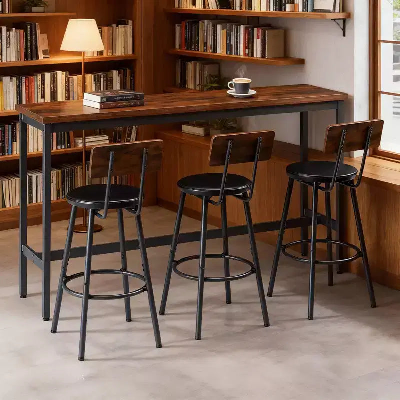 Ensemble de bar 4 pièces Ashford GDFStudio en similicuir et métal, style industriel