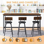 Ensemble de bar 4 pièces Ashford GDFStudio en similicuir et métal, style industriel