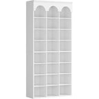Meuble à chaussures Lantine, armoire à chaussures haute de 180 cm avec casiers, organisateur de placard à chaussures pour entrée, salon, casier élargi de 24,5 cm, blanc