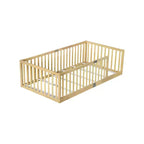 Lit et sommier Whisen Twin Floor avec barrières hautes, 6 lattes incluses, garde-corps de sécurité, sans porte