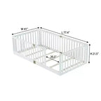 Lit et sommier Whisen Twin Floor avec barrières hautes, 6 lattes incluses, garde-corps de sécurité, sans porte
