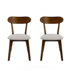 Chaises de salle à manger rembourrées GDFStudio Kelcey en bois massif de style Mid-Century (Lot de 2)