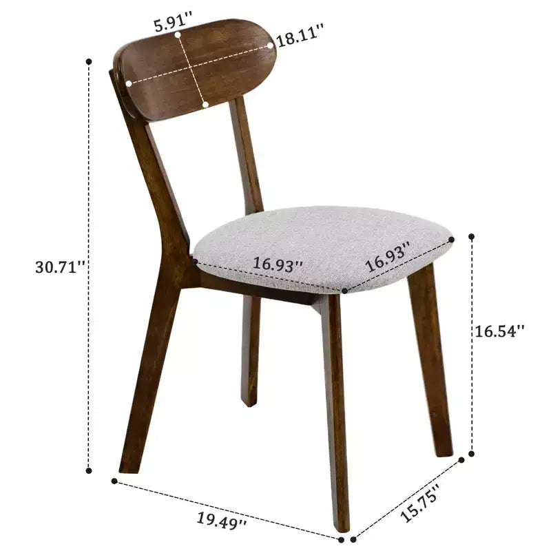 Chaises de salle à manger rembourrées GDFStudio Kelcey en bois massif de style Mid-Century (Lot de 2)