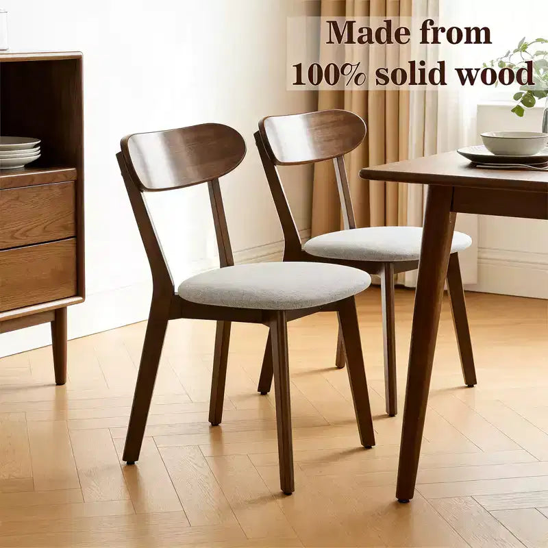 Chaises de salle à manger rembourrées GDFStudio Kelcey en bois massif de style Mid-Century (Lot de 2)