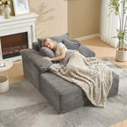 48,8" Canapé-lit chaise longue surdimensionné - Canapé sans structure en velours côtelé avec oreillers et accoudoirs larges pour salon ou chambre à coucher