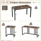 Costway Ensemble table à manger 4 pièces, table de cuisine industrielle avec banc et 2 tabourets pour 4 personnes
