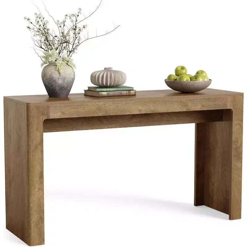 Lantine Wooden 63 Bar Table, Rectangular Counter Height Pub Dining Table for 4-6, Modern Home Bar Unit for Kitchen, Bistro, Balcony