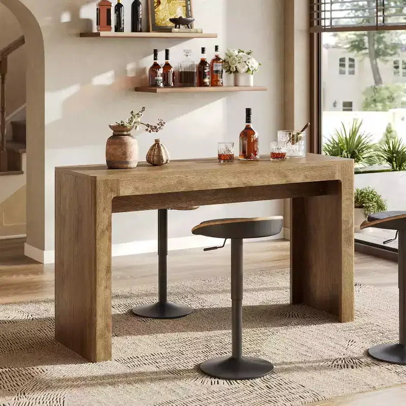Table de bar Lantine en bois 63, table de pub rectangulaire hauteur comptoir pour 4-6 personnes, unité de bar moderne pour cuisine, bistro, balcon