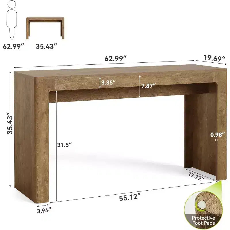 Table de bar Lantine en bois 63, table de pub rectangulaire hauteur comptoir pour 4-6 personnes, unité de bar moderne pour cuisine, bistro, balcon