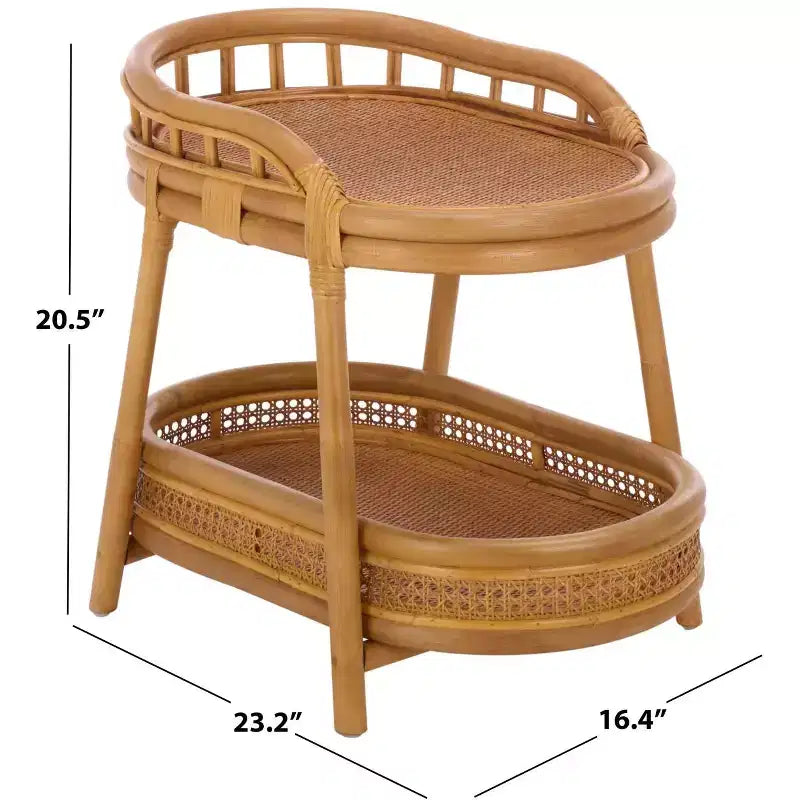 Table d'appoint à 2 étagères en rotin Shayleen - CWK3023 - Naturel - Safavieh Couture