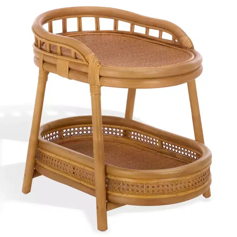 Table d'appoint à 2 étagères en rotin Shayleen - CWK3023 - Naturel - Safavieh Couture